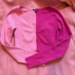 wild fable Two-Tone Pink Cropped V-Neck Cardigan